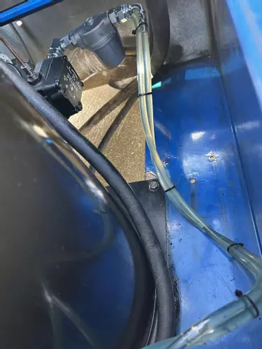 Industrial fuel filter installed on Nilfisk DTE 500HM hot pressure washer during contaminated fuel repair in Leicester.